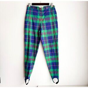 Vintage Apriori Green Pink Plaid Stretch Stirrup Pants M